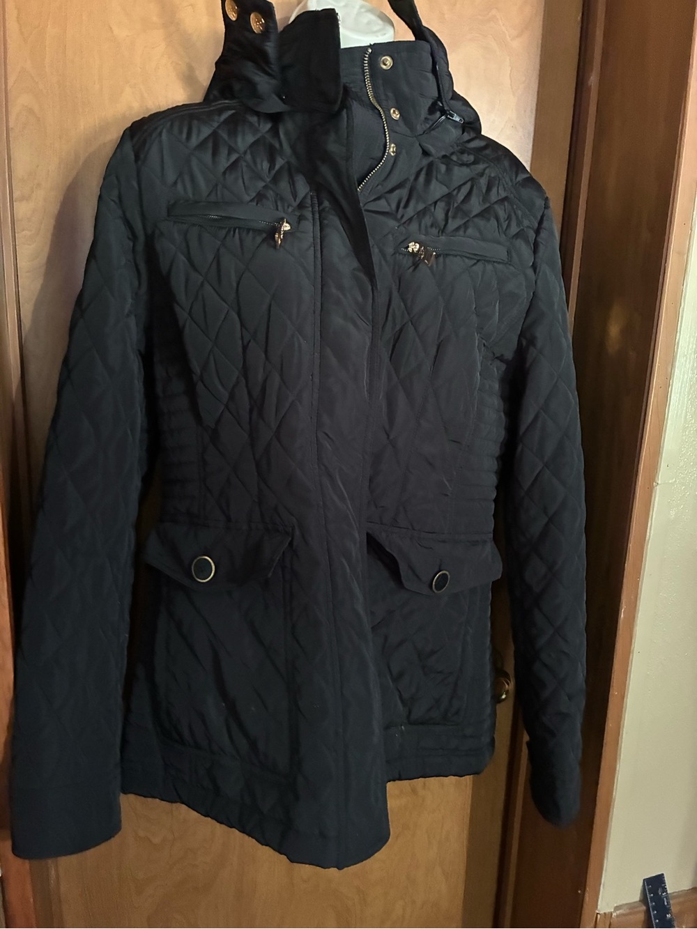 Quilted Women's Jacket with Gold-Tone Hardware
